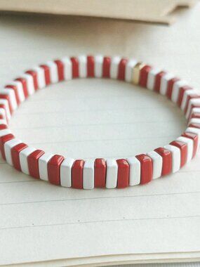 Roxanne Assoulin - Only Love Gold Red White Beads Enamel Bracelet